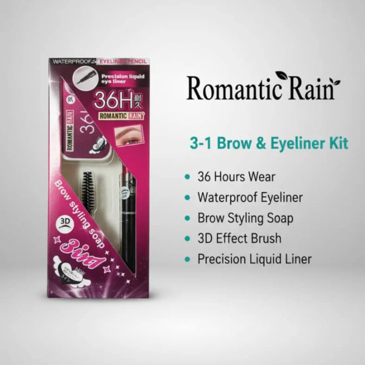 کیت آرایش چشم وابروRomanticRainباخط چشم ضدآب