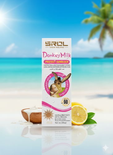 کرم ضدآفتاب SPF 90 با شیر الاغ برند SROL SHOW ROLAND – محافظت قوی، فرمول کرهای، مناسب انواع پوست
