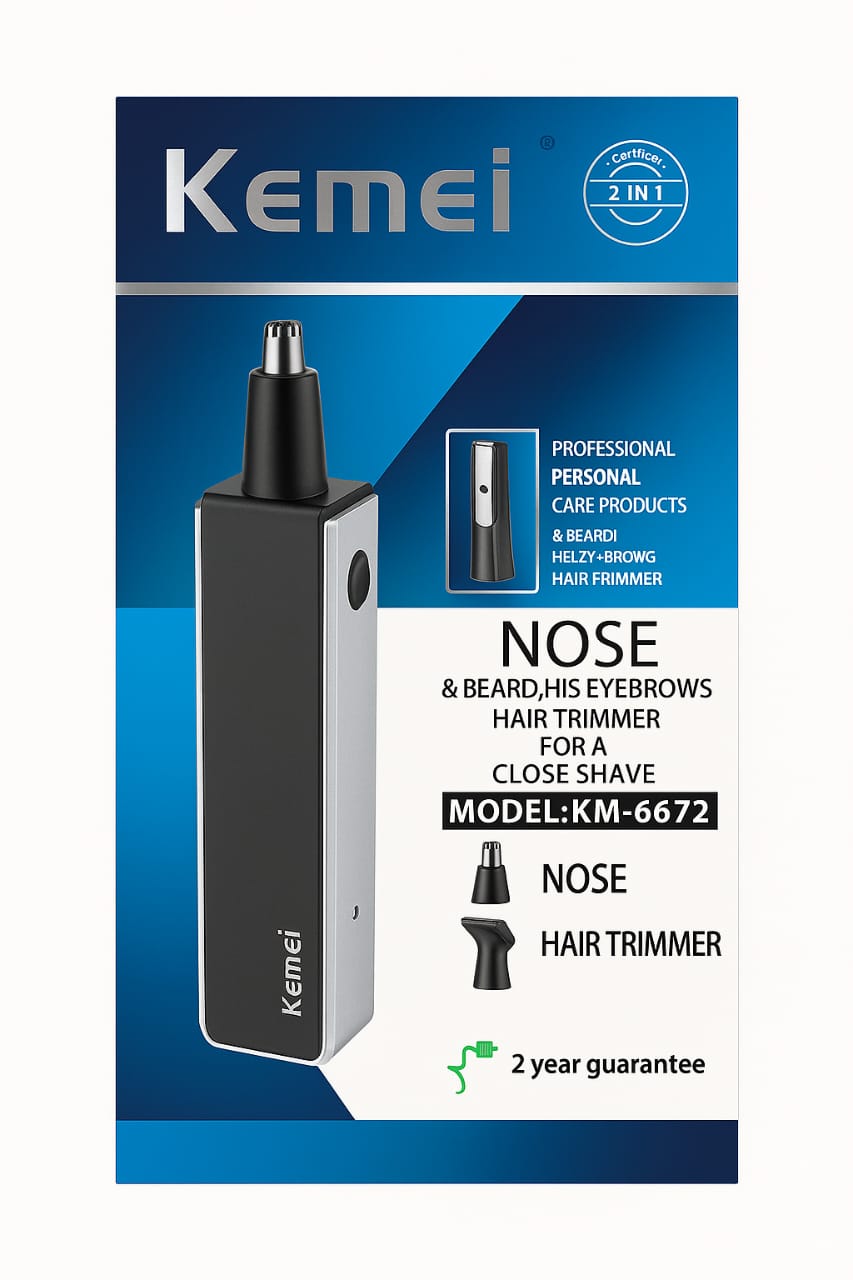 ماشین اصلاح شارژی Kemei مدل KM-6672 مناسب بینی، ابرو و ریش با طراحی حرفه‌ای