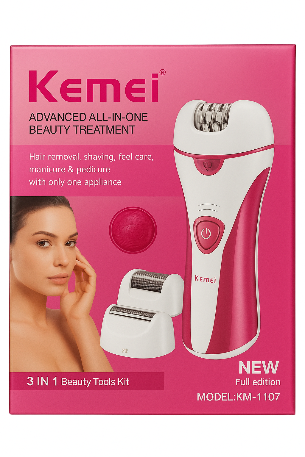 اصلاح موهای زائد   - شیو کردن   - مراقبت از پا   - مانیکور و پدیکورKemei KM-1107 هست.