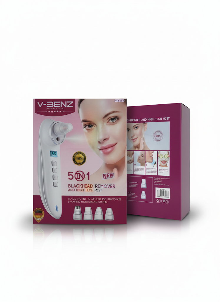 دستگاه پاک‌سازی پوست V-BENZ مدل 5in1 با نمایشگر دیجیتال و سری مکش جوش سرسیاه