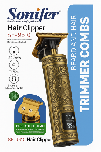 «ماشین اصلاح Sonifer مدل SF-9610 با نمایشگر دیجیتال و تیغه فولادی»