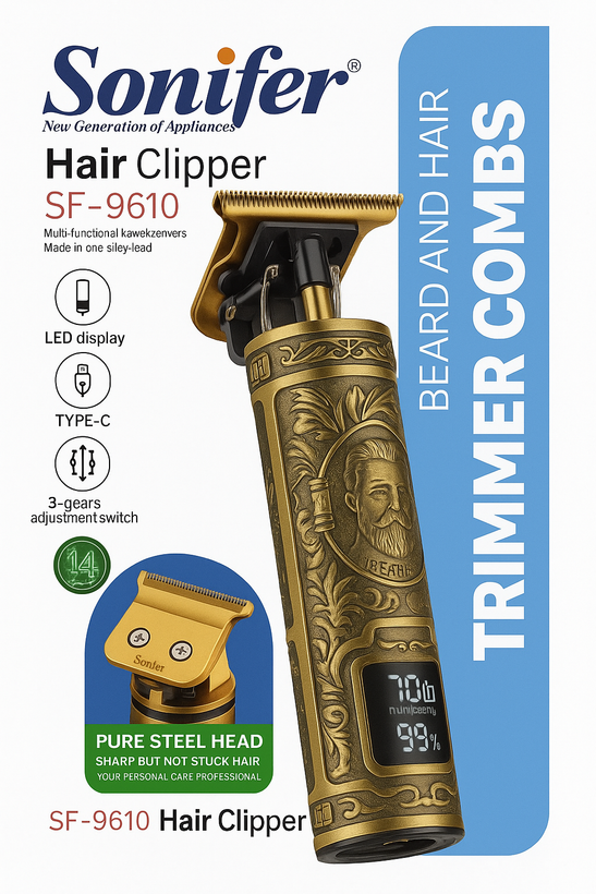 «ماشین اصلاح Sonifer مدل SF-9610 با نمایشگر دیجیتال و تیغه فولادی»