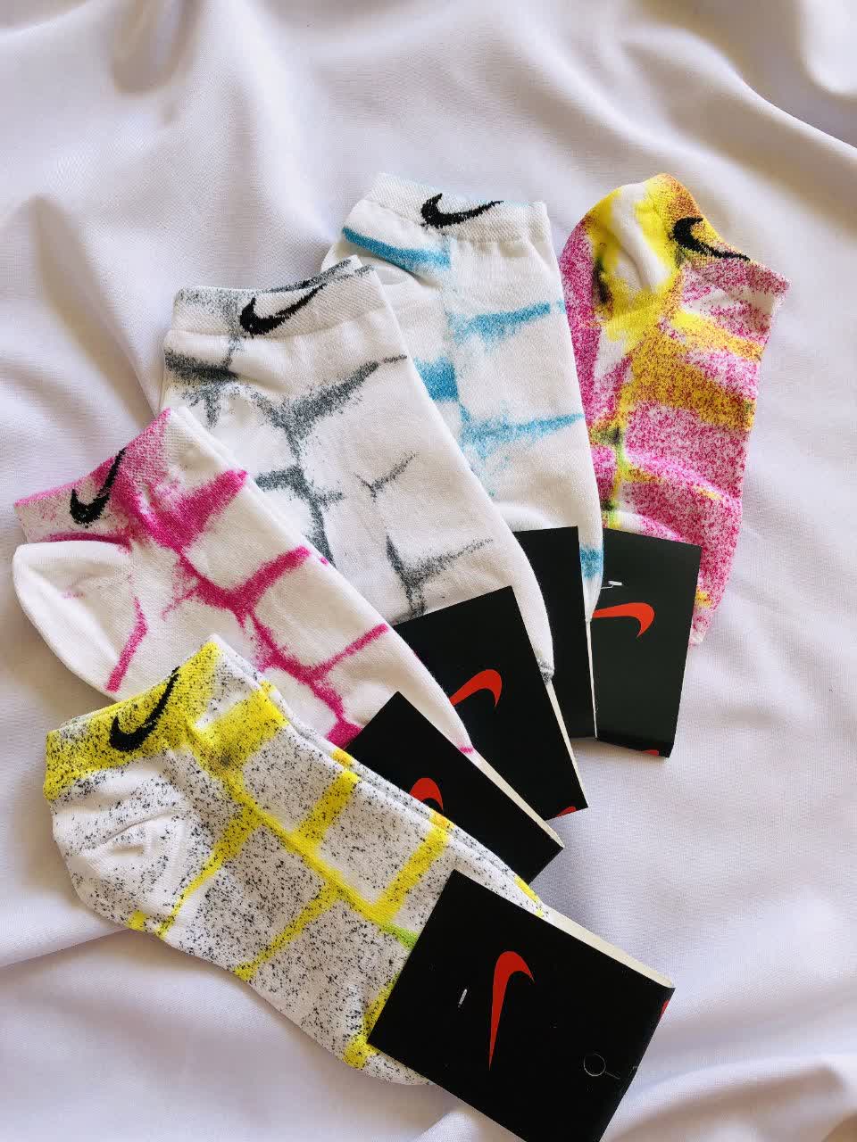 جوراب مچی کش اسپرت آبرنگی رنگ صورتی-آبی، مناسب استایل روزمره و ورزشی