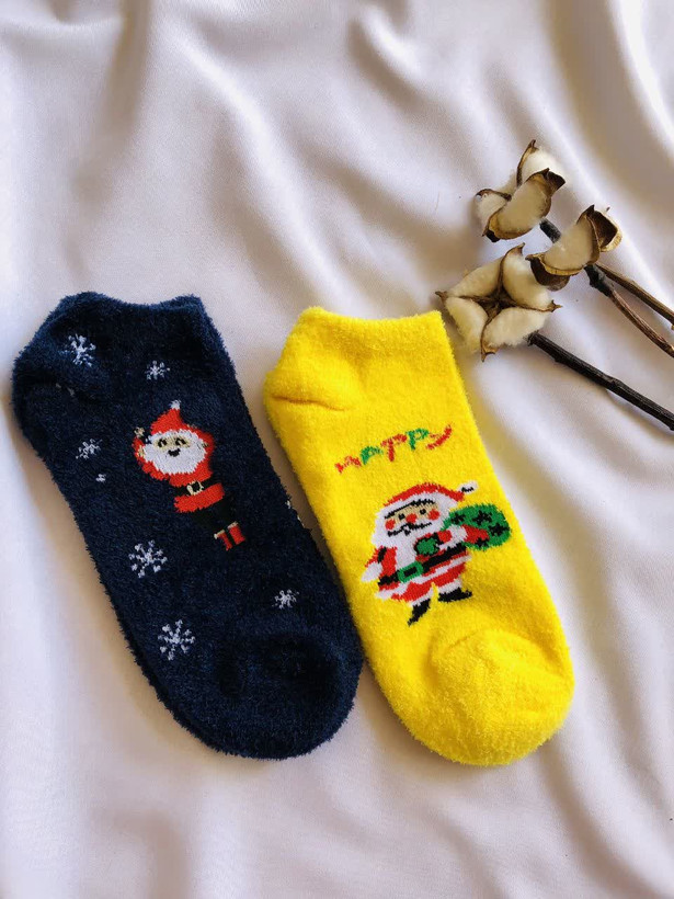 جوراب مچی زنانه تمام بوکله رنگ یاسی، بافت نرم و گرم، مناسب فصل زمستان