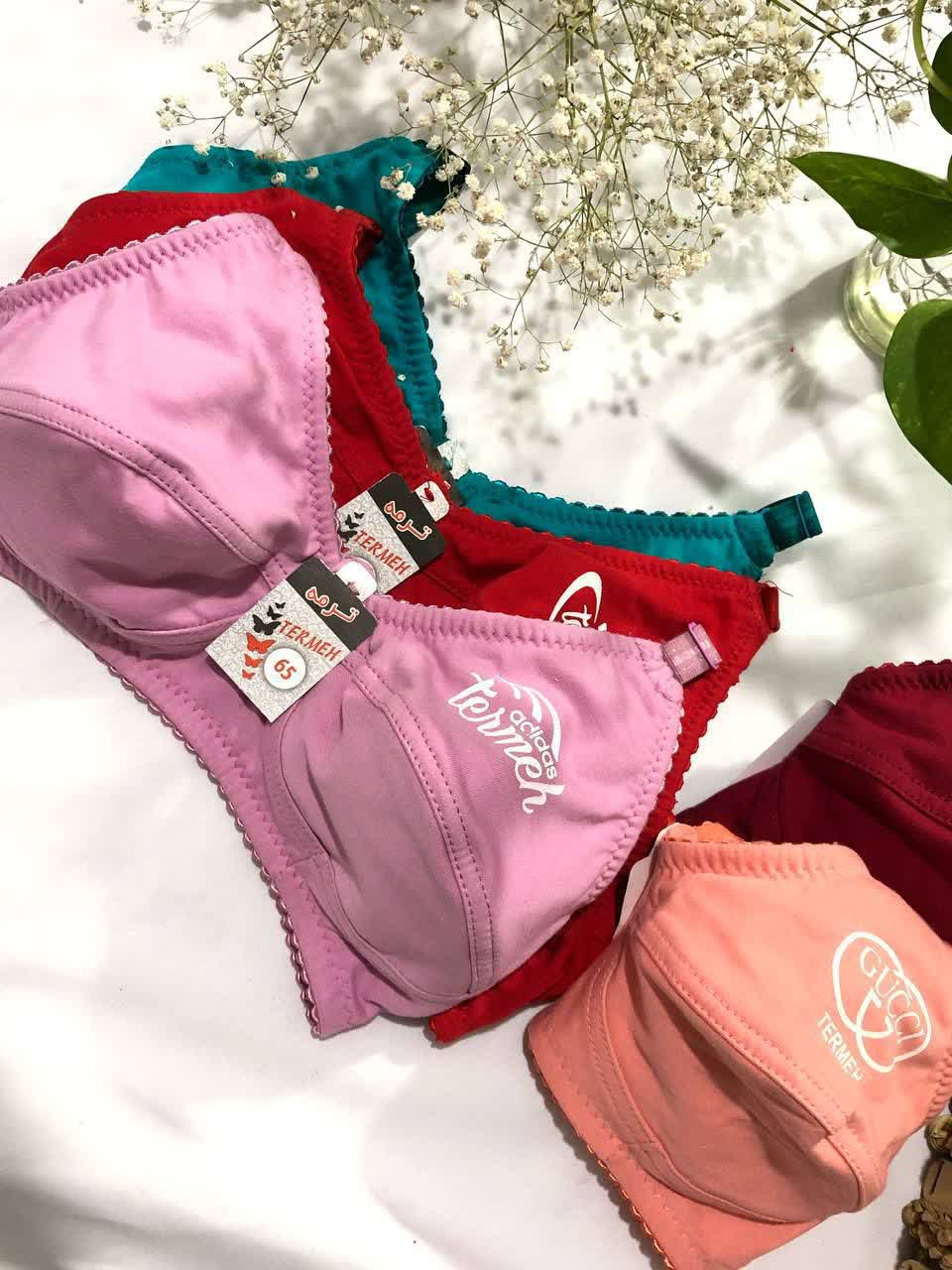 سوتین زنانه نخی ترمه با طراحی ساده و پارچه ضد حساسیت، مناسب استفاده روزمره و پوست‌های حساس