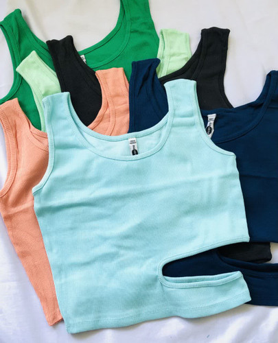 کراپ کبریتی زنانه پهلو چاکدار با رنگ تنوع و تنخورجذب