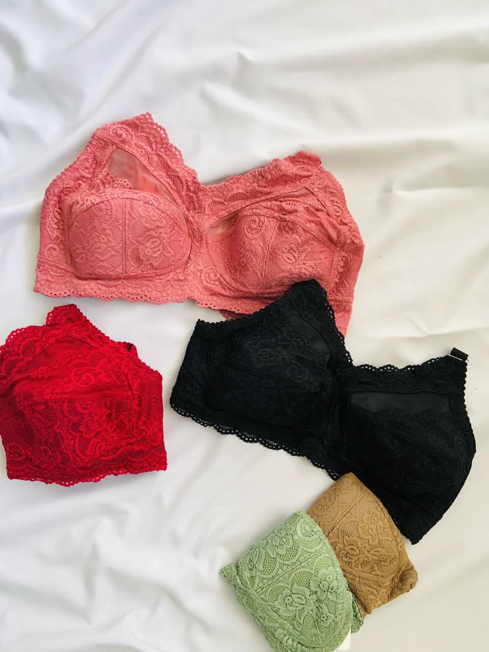 سوتین زنانه دانتل نخی صورتی با کش مخفی