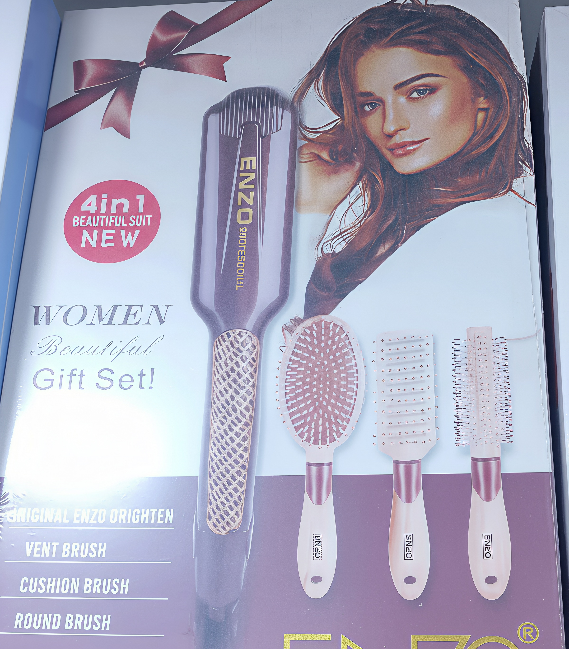 ست ۴ عددی برس مو زنانه ENZO با طراحی متنوع