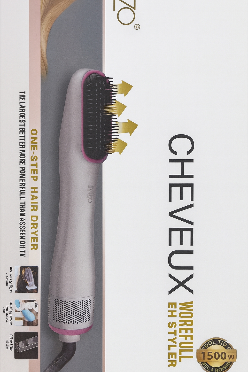 سشوار برس‌دار CHEVEUX EH Styler با توان ۱۵۰۰ وات، مناسب برای خشک‌کردن و حالت‌دهی مو در یک مرحله.
