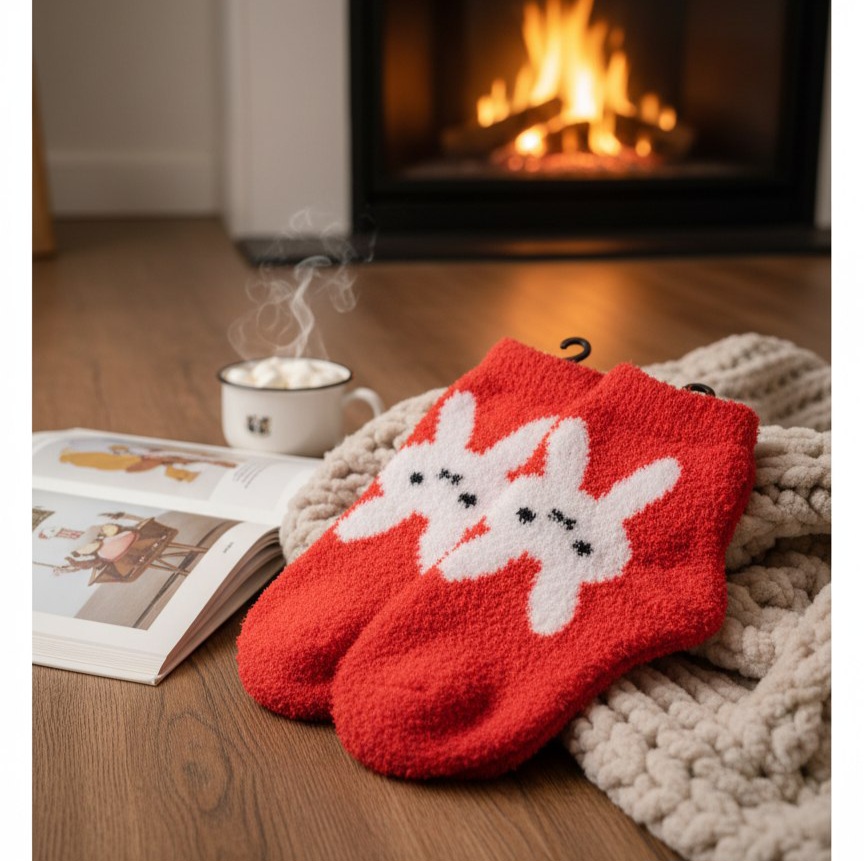 جوراب مچی زنانه با بافت بوکله‌ی نرم و گرم، مناسب فصل‌های سرد. طراحی فانتزی با طرح حیوانات مثل خرگوش، ایده‌آل برای استفاده خانگی یا هدیه دادن. راحت، لطیف و جذاب