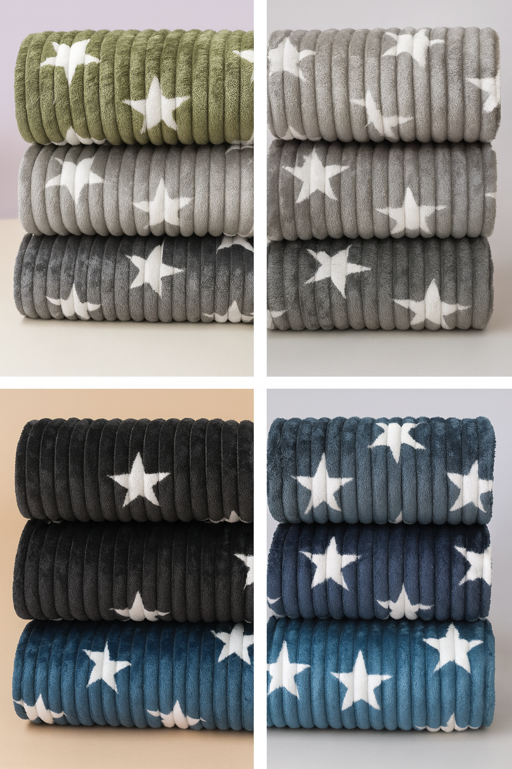 توهای مسافرتی دونفره طرح ستاره‌ای در هفت رنگ مختلف شامل سبز زیتونی، طوسی روشن، طوسی تیره، دودی، سرمه‌ای، آبی کاربنی و مشکی؛