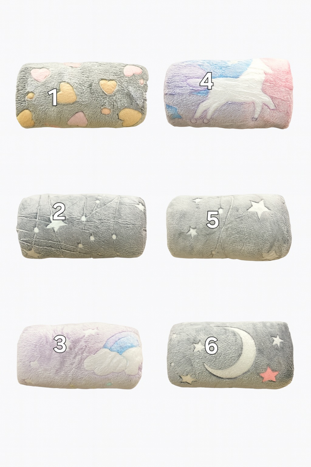 پتو شب‌نما کودکانه طرح قلب و ستاره با زمینه طوسی