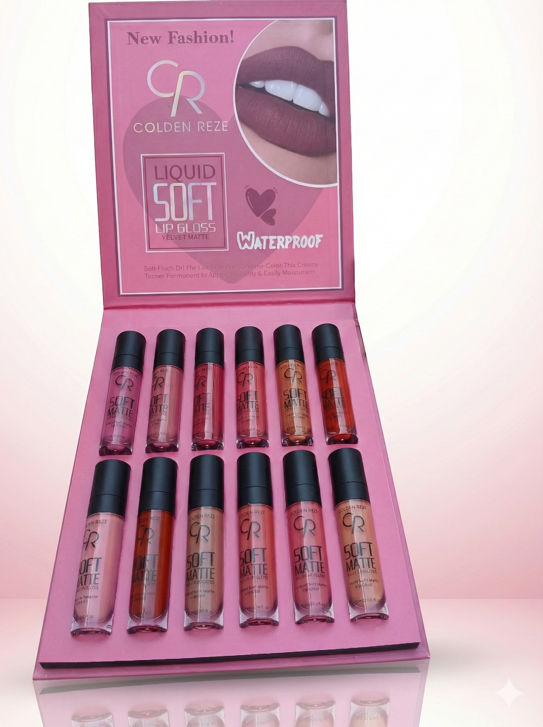 ​خرید اینترنتی پک ۱۲ تایی رژ لب مایع Colden Reze با بافت مات مخملی و کاملا ضد آب. پوشش دهی بالا بدون خشکی لب. با بهترین قیمت و ماندگاری طولانی