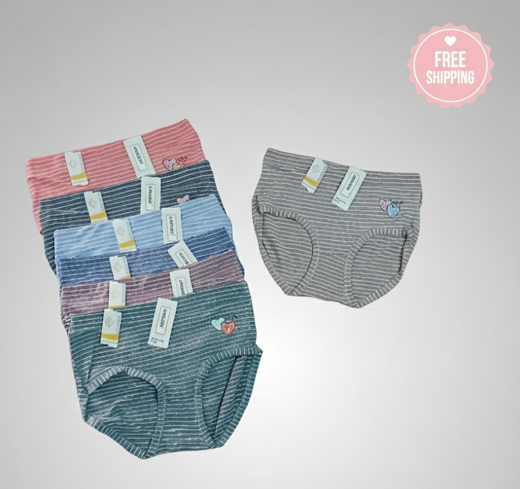 شورتهای هیپستر زنانه راهراه شش تایی، شامل رنگهای آبی، صورتی، خاکستری و فیروزهای، مناسب برای راحتی روزانه