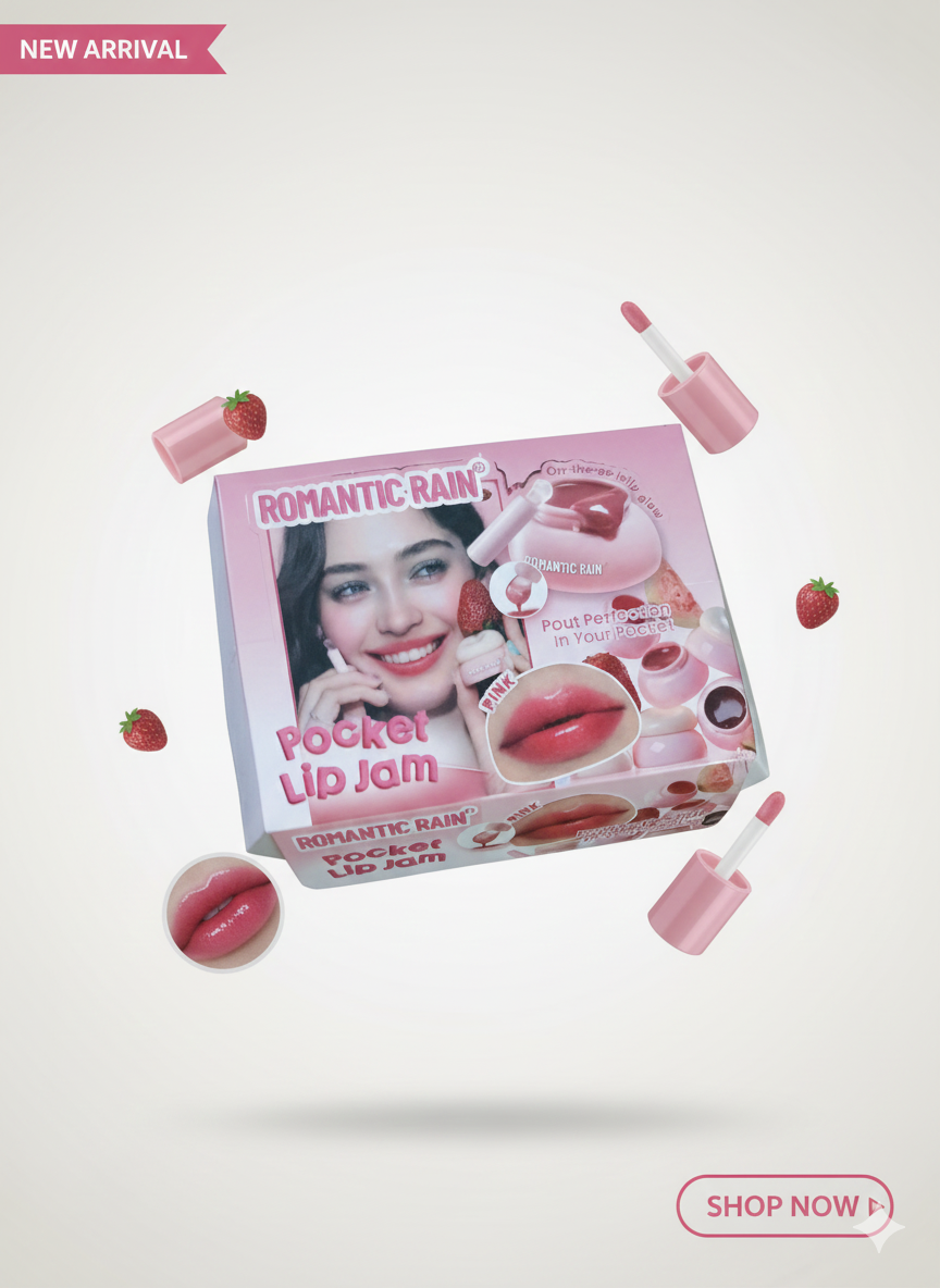 ژل لب جیبی ROMANTIC RAIN | براق‌کننده لب صورتی با درخشندگی ژلی