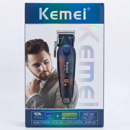 ماشین اصلاح Kemei KM-1597؛ حرفهای، قابل شارژ با نمایشگر LCD