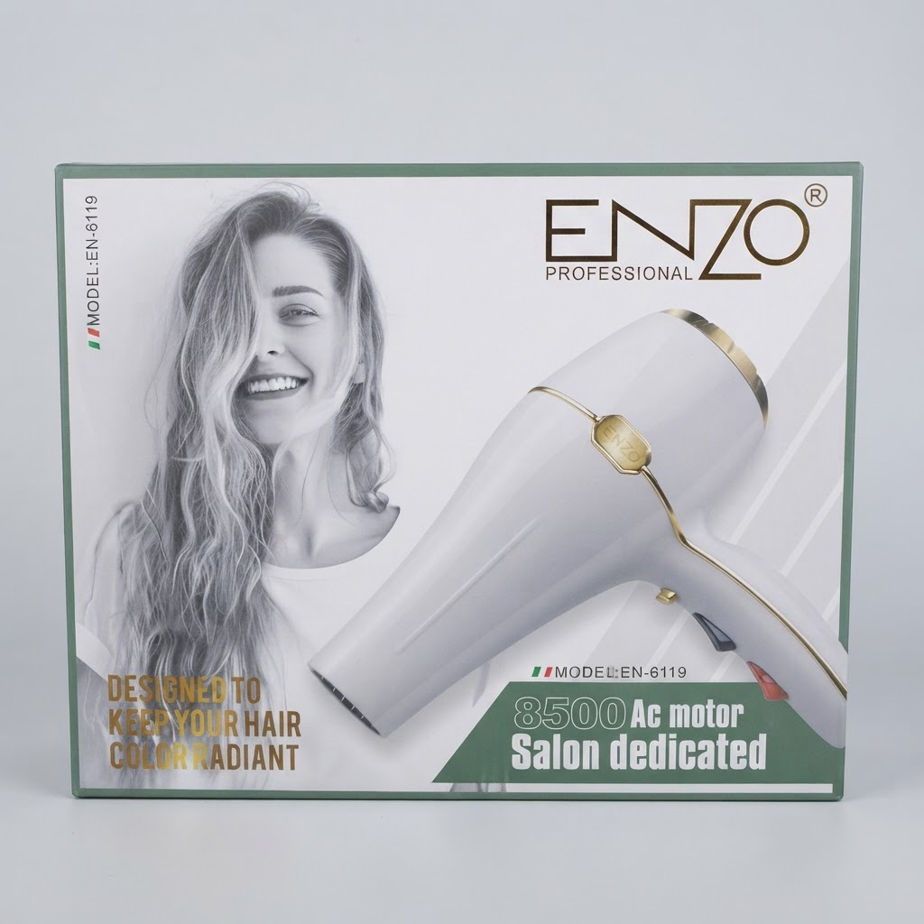 سشوار حرفه‌ای ENZO مدل EN-6119 با موتور AC و سرعت ۸۵۰۰ دور