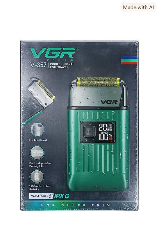 ماشین اصلاح فویلی مردانه VGR V-357 با باتری 1400 میلیآمپر و استاندارد IPX6